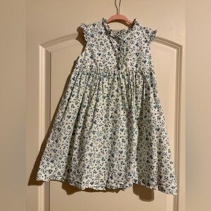 Little English White Dress with Blue Floral Print